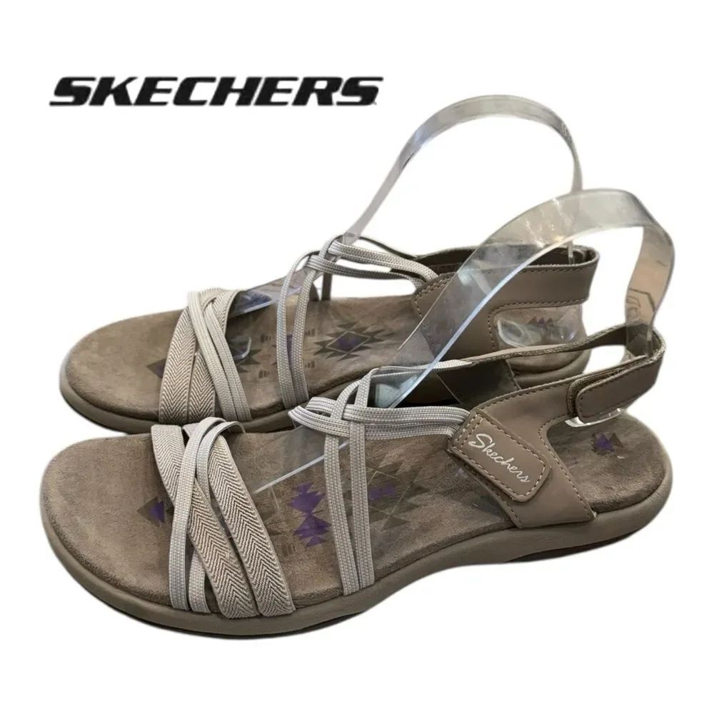 Skechers Women's Reggae Slim Takes Two Adjustable Ankle Strap Sandals 8
